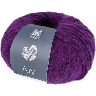 Lana Grossa Airy 15 Violet Indhold: 42% baby alpaca, 40% bomuld, 18% ren, ny merinould Vægt/Længde: 50 g = ca. 170 meter Anbefalede pinde: 5-5.5 mm Strikkefasthed: 10 x 10 cm = 15 m x 22 p Vask:Håndvask / Tørres fladt.