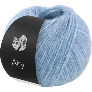 Lana Grossa Airy 03 Lyseblå Indhold: 42% baby alpaca, 40% bomuld, 18% ren, ny merinould Vægt/Længde: 50 g = ca. 170 meter Anbefalede pinde: 5-5.5 mm Strikkefasthed: 10 x 10 cm = 15 m x 22 p Vask:Håndvask / Tørres fladt.
