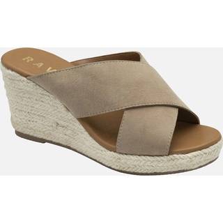 Ravel Ravel Natural Suede Wedge Mule Sandals