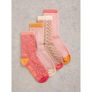White Stuff White Stuff Pink Mixed Pattern Ankle Socks 4 Pack