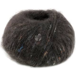 Lana Grossa Natural Superkid Tweed 624 Mørkegrå Indhold: 60% superkid mohair, 30% silke, 7% bomuld, 3% polyester Vægt/Længde: 25 g = ca. 200 meter Anbefalede pinde: 4.50-5.00 mm Strikkefasthed: 10 x 10 cm = 21 m x 30 p Vask:Håndvask / Tørres fladt.