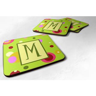 """" Caroline's Treasures CJ1010-MFC Monogram-Green Foam Coasters (Sæt med 4) indledende brev M 3.5 """" ""H x 3.5"" """" W Multicolor """"