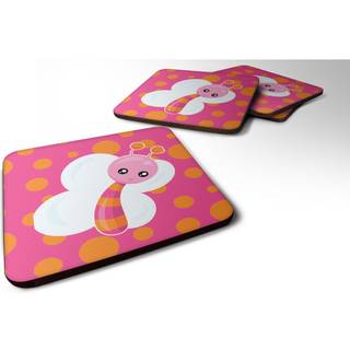 """" Carolines skatte sommerfugl på polkadots skum coaster sæt på 4 3,5 multicolor """"