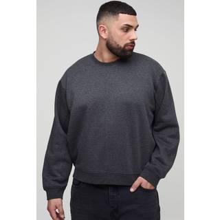 Mens Charcoal Plus Oversized Boxy Exposed Seam jumper