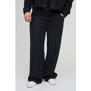 Mens Black Plus Textured Denim Relaxed Fit Jeans