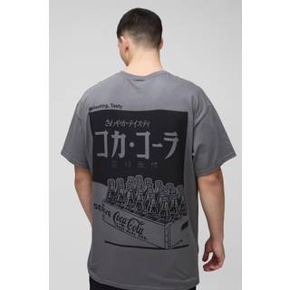 Mens Charcoal Oversized Coca Cola License Printed T-Shirt