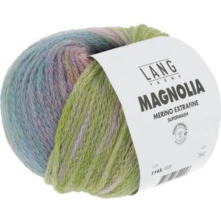 Lang Yarns Magnolia 006 Indhold: 85% superwash merinould, 15% polyamid Vægt/længde: 100 g = ca. 250 meter Anbefalede pinde: 5-6 mm Strikkefasthed: 10 x 10 cm = 17 m x 25 p Vask: Maskinvask ved op til 30 ℃ / Tåler ikke tørretumbling / Brug aldrig skyllemiddel.