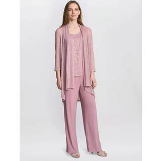 Gina Bacconi Gina Bacconi Pink Natasha Three Piece Metallic Crinkle Suit Trousers