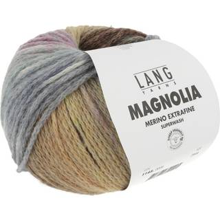 Lang Yarns Magnolia 008 Indhold: 85% superwash merinould, 15% polyamid Vægt/længde: 100 g = ca 250 meter Anbefalede pinde: 5.00-6.00 mm Strikkefasthed: 10 x 10 cm = 17 m x 25 p Vask: Maskinvask ved op til 30 ℃ / Tåler ikke tørretumbling / Brug aldrig skyllemiddel.