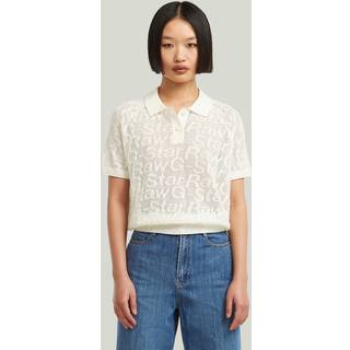 Pointelle Lightweight Knitted Polo - White - Women