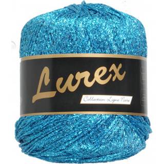Lammy Lurex 05 Turkis Indhold: 100% polyester Vægt/længde: 25 g = ca. 160 meter Anbefalede pinde: 3.50 - 4.50 mm Strikkefasthed: 10 x 10 cm = 30 m x 36 p Vask: Maskinvask 60º.