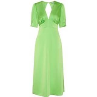 Omnes Omnes Green Odette Puff Sleeve Midi V-Neck Dress