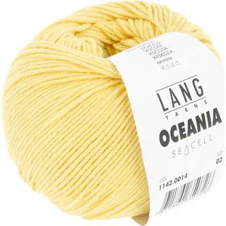 Lang Yarns Oceania 014 Indhold: 70% Bomuld, 30% Viskose Vægt/længde: 50 g = ca 140 meter Anbefalede pinde: 3.50-4.00 mm Strikkefasthed: 10 x 10 cm = 22 m x 30 p Vask: Maskinvask 30 ℃ / Tåler ikke tørretumbling / Brug aldrig skyllemiddel.