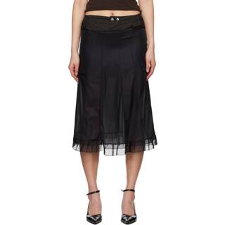 Maison Margiela Semi-sheer midi skirt - black - XL