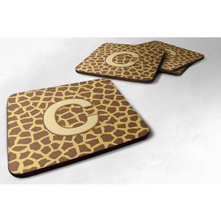 """" Caroline's Treasures CJ1025-CFC Monogram-Giraffe Foam Coasters (Sæt på 4) indledende bogstav C 3.5 """" ""H X 3.5"" """" ""W multicolor"" ""