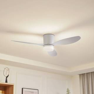 Lucande LED-loftventilator Kayu, hvid, DC, støjsvag, Ø 132 cm