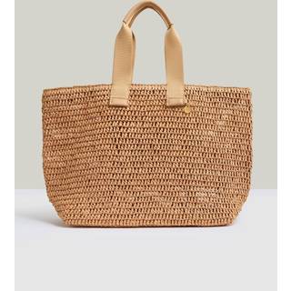 Reiss Reiss Tan Emeryson Crochet Raffia Tote Bag