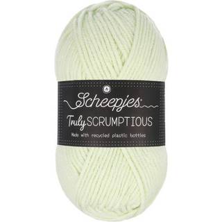 Scheepjes Truly Scrumptious 317 Honningmelon Sorbet Indhold:50% Genbrugt polyester / 50% Akryl Vægt/længde:100 g = ca. 108 m Anbefalede pinde: 5 mm Strikkefasthed:13 masker x 18 pinde = 10 cm x 10 cm Kan maskinvaskes ved maks 30 grader, tørres fladt.