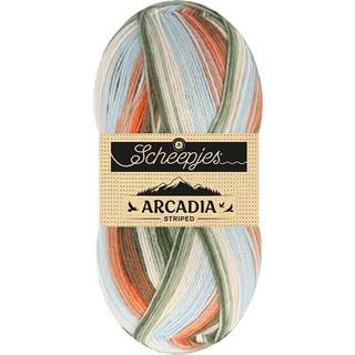 Scheepjes Arcadia 913 Cottage (Striped) Indhold: 75% Superwash uld /25% polyamid Vægt/længde: 100 gram = ca. 396 meter Anbefalede pinde: 2.5-3.0 mm Strikkefasthed: 10 x 10 cm = 36m x 44p Vask: Maskinvask 30 °C.