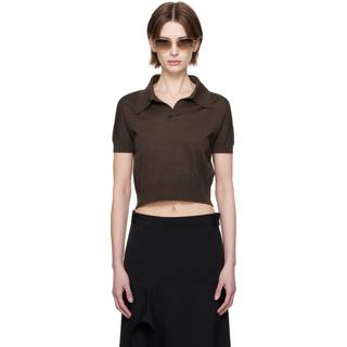 Khaite Morgane wool-blend polo shirt - brown - L