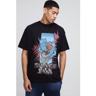 Mens Black Oversized Space Jam License Print T-Shirt