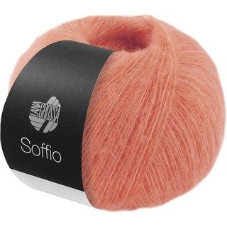 Lana Grossa Soffio 29 Laks Indhold: 60% merinould, 30% bomuld, 10% cashmere Vægt/Længde: 25 g = ca. 215 meter Anbefalede pinde: 3.5-4 mm Strikkefasthed: 10 x 10 cm = 29 m x 35 p Vask: Håndvask / Tørres fladt.