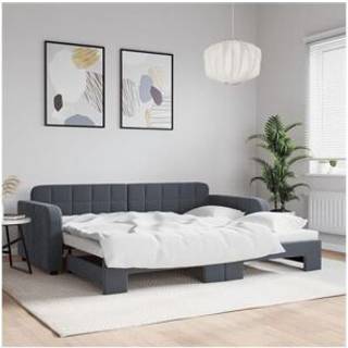 Daybed Velour Mørkegrå - med udtræk / 90 x 190 cm