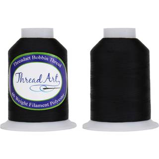Threadart Bobbin Thread - 60WT Sort - To enorme spoler p? 5000 meter - Hvide og sorte kegler til r?dighed - 2 spole dobbeltpakke