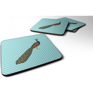 """" Caroline's Treasures Indian Peacock Peafowl Blue Check Dekorative Coasters 3.5 Multicolor """"