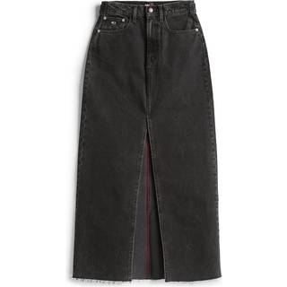 Raw Hem Denim Maxi Skirt