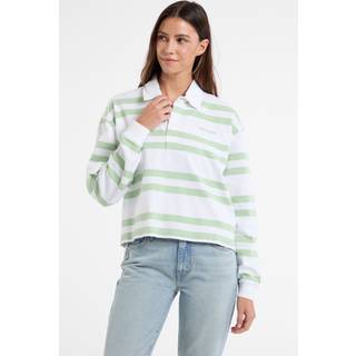GUESS Jeans Guess Jeans Pink Stripe Long Sleeve Rugby 100% Cotton Polo Shirt