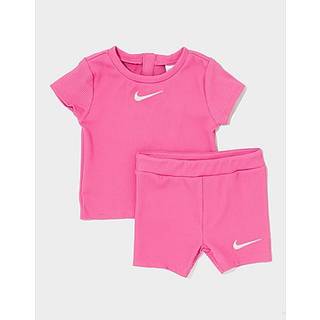 Nike Girls' Ribbed Crew T-Shirt/Shorts Set Infant, Pink - 0-3M