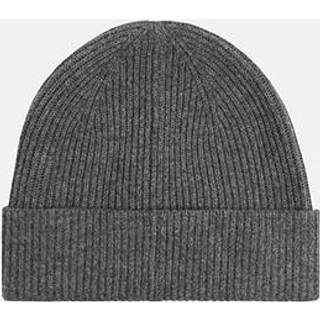Reiss Reiss Mid Grey Melange Chaise Merino Wool Ribbed Beanie Hat
