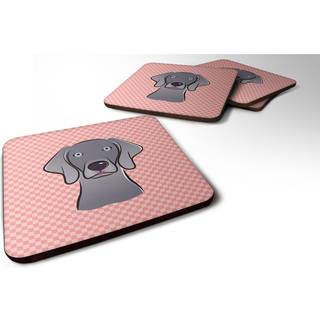 """" Caroline's Treasures BB1231FC Checkerboard Blue Weimaraner Foam Coaster (Sæt på 4) 3,5 """" ""H X 3,5"" """" ""W Multicolor"" ""
