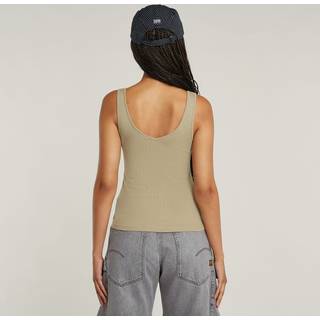Asymmetrical Zip Slim Tank Top - Beige - Women