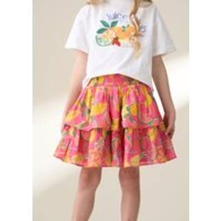 Angel & Rocket Angel & Rocket Pink Eliana Tiered Fruit Print 100% Cotton Skirt