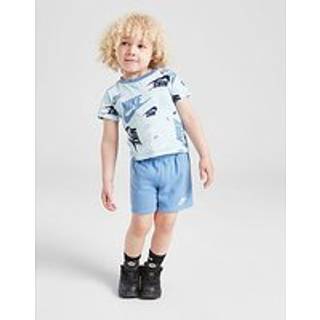 Nike All Over Print Crew T-Shirt/Shorts Set Infant, Blue - 18-24M