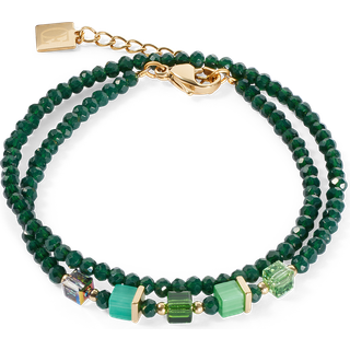 Coeur De Lion Gold Green Wrap Double Bracelet - Gold - 17.5cm