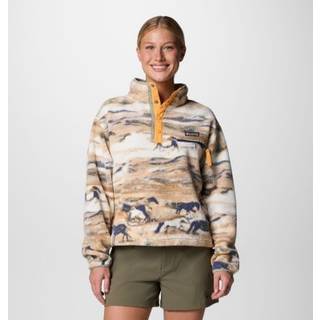 Columbia Helvetia II Printed Cropped Half Snap Half-Zip Fleecepullover - S - lemon wash roaming