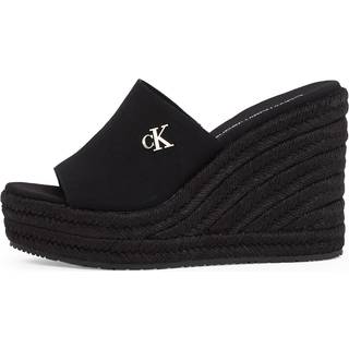 Platform Espadrille Wedge Sliders - Black - EU 37