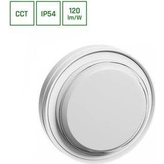 Pastilo 10W - CCT 230V 120° IP54 IK10 180x47mm, hvid, rundt - Dæmpbar : Ikke dæmpbar, Kulør : CCT (Varm til Kold Hvid)