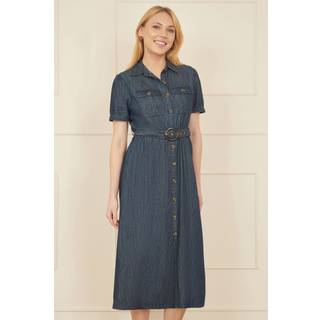 Yumi Chambray Utility Midi Denim 100% Bomuld SkjortekjoleEU 42 (UK 14)
