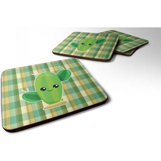 """" Caroline's Treasures BB6852FC Cactus Plaid Foam Coaster Set på 4 3,5 """" ""Multicolor"" ""