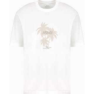 Armani Exchange Tropical Logo T Shirt Off White