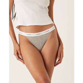 String Thong - Cotton Stretch Rib - Grey - XS