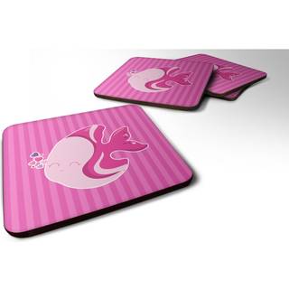 """" Caroline's Treasures Pink Fish Foam Coaster Set på 4 3,5 multicolor """"