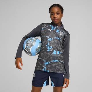 Puma Manchester City Pre-match Quarter-Zip Top Youth, Gray, Size 5-6Y, Clothing - Cool Light Gray - 5-6Y