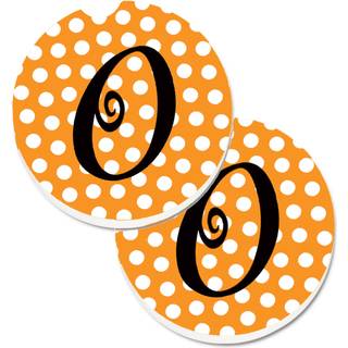 """" Caroline's Treasures Monogram Initial O Orange Polkadots Sæt med 2 Cup Holder Car Coasters CJ1033-ACARC 2.56 Multicolor """"