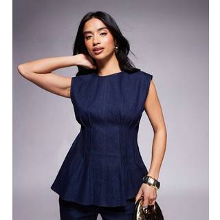 River Island River Island Blue Petite Pintuck Denim Top