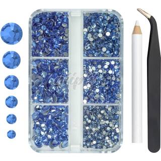 qiipii 2550stk lysebl? neglekunst fladback rhinestones til ansigt makeup himmelbl? negle perler ?delsten k9 glas ss4 ~ ss20 6 st?rrelser m?rkebl?